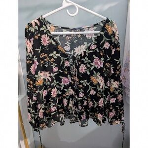 American Eagle Outfitters Black Floral Blouse